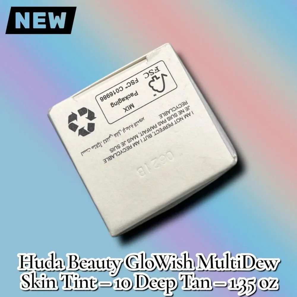 New Huda Beauty GloWish MultiDew Skin Tint – 10 Deep Tan – 1.35 oz